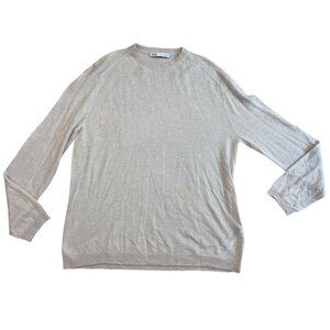Zara Crewneck Sweater Women's Size XL Lightweight Knit Neutral  Cream Wool Alpac
